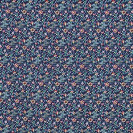 FEIN GEWEBTE BAUMWOLLPOPELINE DIGITAL BLUMEN MARINEBLAU (thumbnail)
