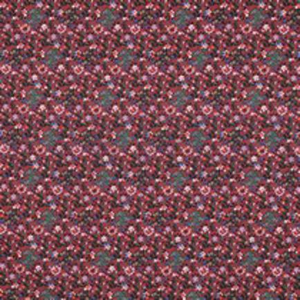 FEIN GEWEBTE BAUMWOLLPOPELINE DIGITAL BLUMEN BORDEAUXROT (thumbnail)