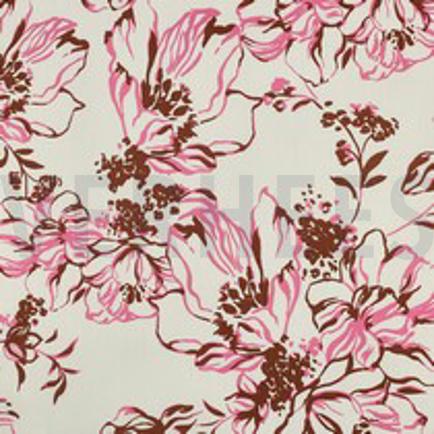 BAUMWOLLE SATIN BLUMEN ECRU (thumbnail)