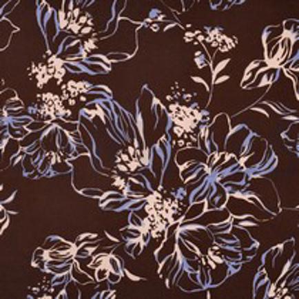 BAUMWOLLE SATIN BLUMEN BRAUN (thumbnail)