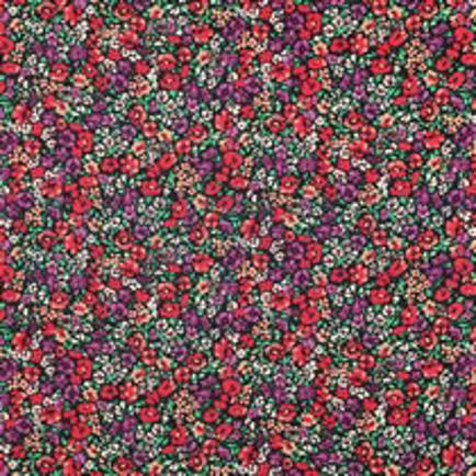 BAUMWOLLE SATIN KLEINE BLUMEN ROT (thumbnail)