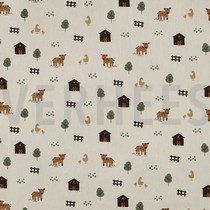 BAUMWOLLE POPELINE GOTS NATUR BAUERNHOFTIERE NATUR (thumbnail)