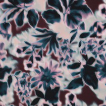 BAUMWOLLE SATIN DIGITAL BLUMEN BORDEAUXROT (thumbnail)