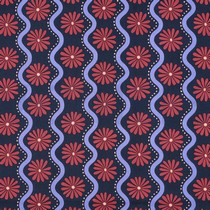 BAUMWOLLE VISKOSE BLUMEN MARINEBLAU (thumbnail)