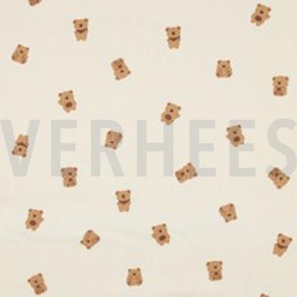 POPLIN GOTS NATURAL BEARS NATURAL (thumbnail)