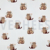 DOUBLE GAUZE CATS WHITE (thumbnail)
