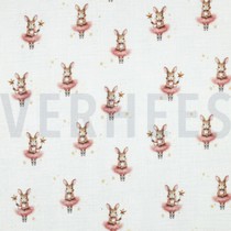 DOUBLE GAZE DE COTON LAPINS BLANC (thumbnail)