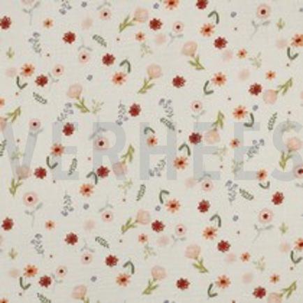 DOUBLE GAUZE NATURAL DIGITAL FLOWERS NATURAL (thumbnail)