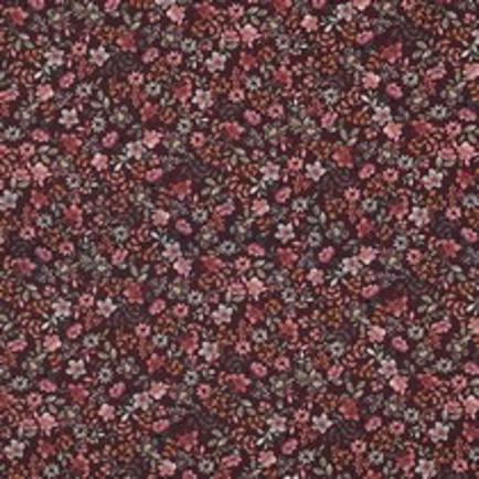 FEIN GEWEBTE BAUMWOLLPOPELINE DIGITAL BLUMEN BORDEAUXROT (thumbnail)