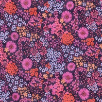 KATOENEN VOILE GEWATTEERD DIGITAAL BLOEMEN PAARS (thumbnail)