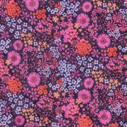 COTON VOILE MATELASSÉ DIGITAL FLEURS VIOLET (thumbnail)
