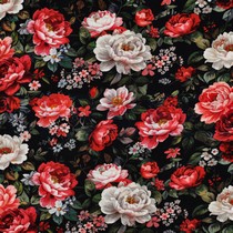 VISCOSE JERSEY DIGITAL FLEURS NOIR (thumbnail)