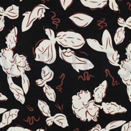 LINNEN VISCOSE BLOEMEN ZWART (thumbnail)
