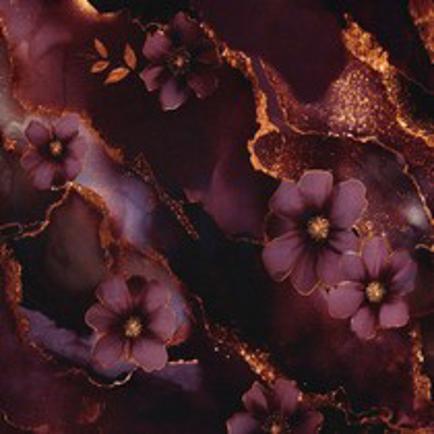 PUNTA DI ROMA DIGITAL FLOWERS AUBERGINE (thumbnail)