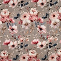 VISKOSE SATIN DIGITAL BLUMEN ROSA (thumbnail)