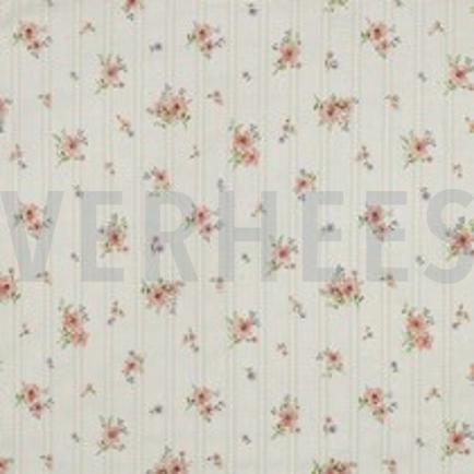 COTTON DOBBY STRIPES DIGITAL FLOWERS NATURAL (thumbnail)