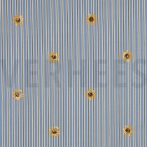 BAUMWOLLE STREIFEN PAILLETTEN BLUMEN BLAU (thumbnail)