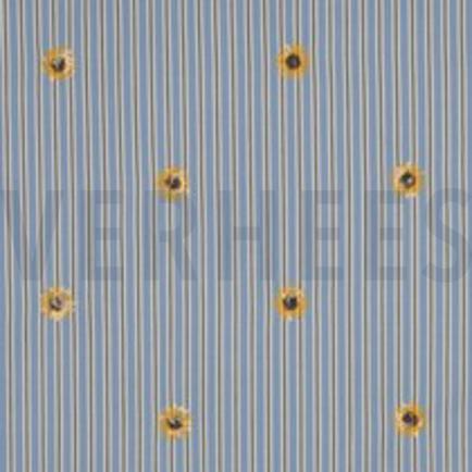 BAUMWOLLE STREIFEN PAILLETTEN BLUMEN BLAU (thumbnail)