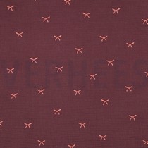 DOUBLE GAUZE EMBROIDERY STRIKJES BORDEAUXROOD (thumbnail)