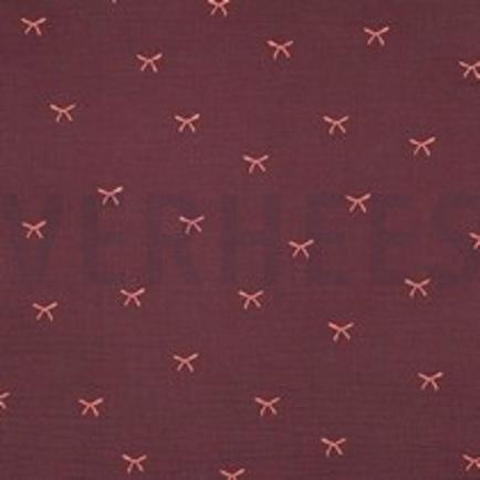 DOUBLE GAUZE EMBROIDERY STRIKJES BORDEAUXROOD (thumbnail)