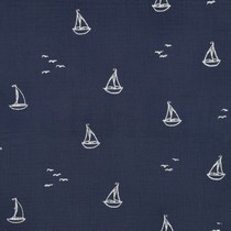 DOUBLE GAUZE EMBROIDERY BOATS NAVY (thumbnail)