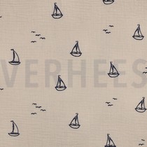 DOUBLE GAUZE EMBROIDERY BOATS NATURAL (thumbnail)