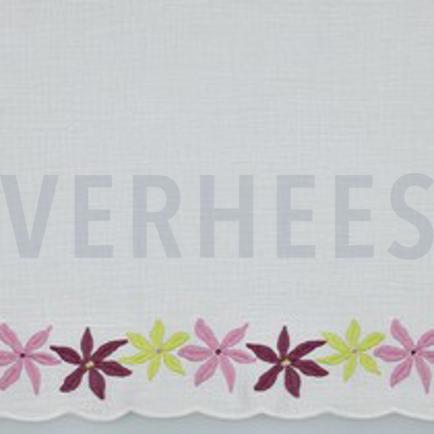 MUSSELIN ZWEISEITIGER RAND BLUMEN WEISS (thumbnail)