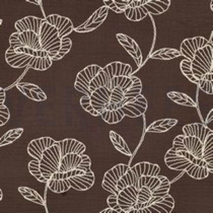 DOUBLE GAUZE EMBROIDERY FLOWERS BROWN (thumbnail)