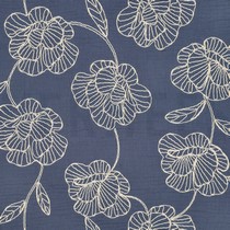 MUSSELIN STICKEREI BLUMEN BLAU (thumbnail)