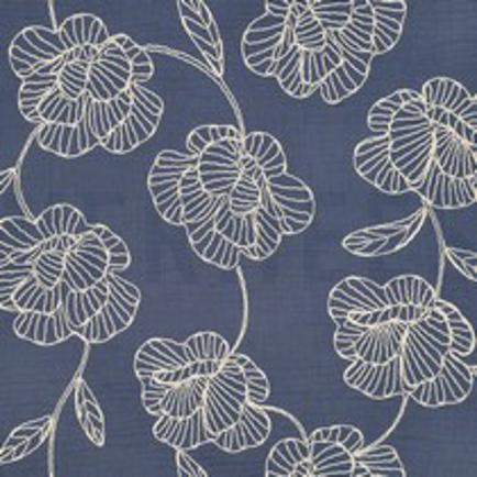 DOUBLE GAUZE EMBROIDERY BLOEMEN BLAUW (thumbnail)