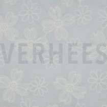 KATOENEN VOILE EMBROIDERY BLOEMEN WIT (thumbnail)
