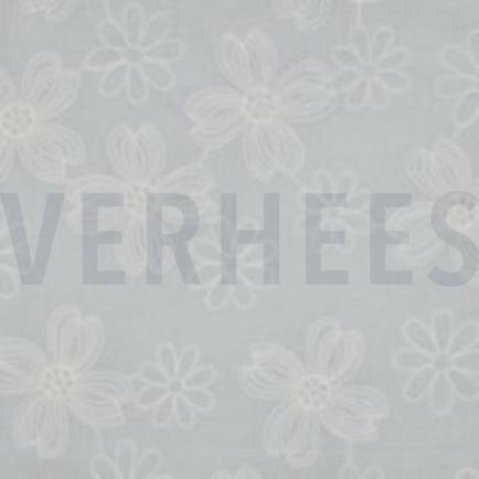 KATOENEN VOILE EMBROIDERY BLOEMEN WIT (thumbnail)