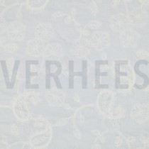 KATOENEN VOILE EMBROIDERY PAISLEY WIT (thumbnail)