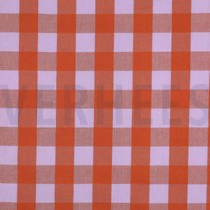 KATOEN GARENGEVERFD RUITEN LAVENDEL/ORANJE (thumbnail)