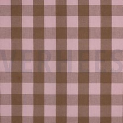 KATOEN GARENGEVERFD RUITEN LICHTROZE/BRUIN (thumbnail)