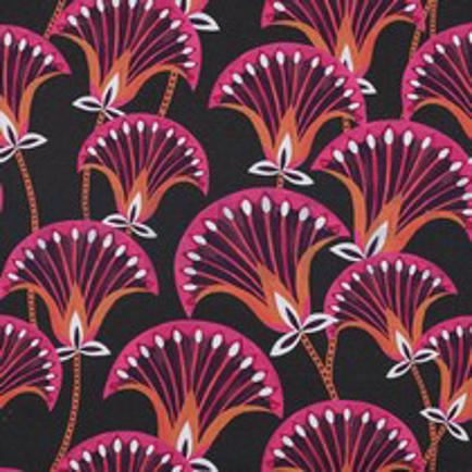 TOILE DÉCORATION FLEURS ANTHRACITE (thumbnail)