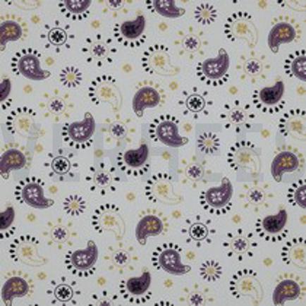 FEIN GEWEBTE BAUMWOLLPOPELINE GLITTER PAISLEY WEISS (thumbnail)
