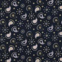 KATOENEN POPLIN GLITTER PAISLEY MARINEBLAUW (thumbnail)