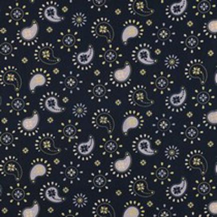 FIJNGEWEVEN KATOENEN POPLIN GLITTER PAISLEY MARINEBLAUW (thumbnail)
