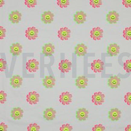 JERSEY NEON VROLIJKE BLOEMEN WIT (thumbnail)