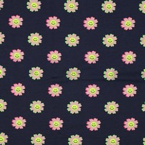 JERSEY NEON VROLIJKE BLOEMEN MARINEBLAUW (thumbnail)