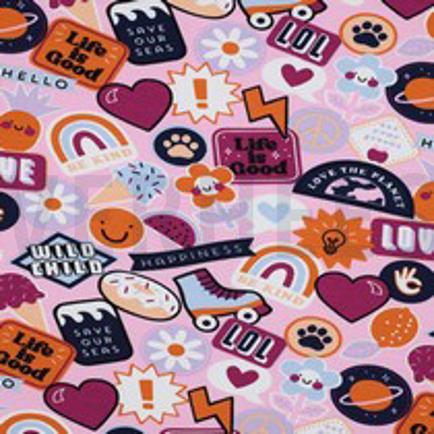 JERSEY PATCHS ET RAYURES ROSE CLAIR (thumbnail)