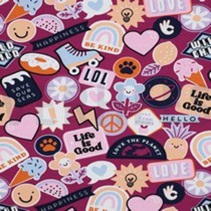 JERSEY PATCHES UND STREIFEN FUCHSIA (thumbnail)