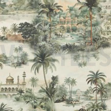 TOILE DÉCORATION DIGITAL FORÊT TROPICALE SAUGE (thumbnail)