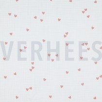 DOUBLE GAUZE SMALL HEARTS WHITE (thumbnail)