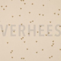 DOUBLE GAUZE SMALL HEARTS SAND (thumbnail)