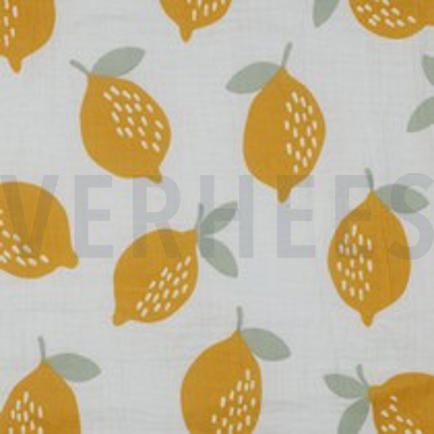 DOUBLE GAZE DE COTON CITRONS BLANC (thumbnail)