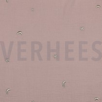 DOUBLE GAUZE EMBROIDERY STERREN ZACHTROZE/OUDROZE (thumbnail)