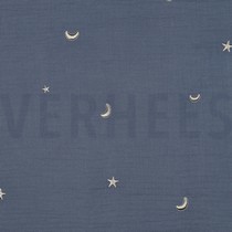 DOUBLE GAUZE EMBROIDERY STERREN JEANSBLAUW (thumbnail)