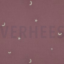 MUSSELIN STICKEREI STERNE ALT LILA (thumbnail)